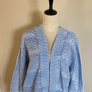 Free People Light Blue Cable Knit Cardigan